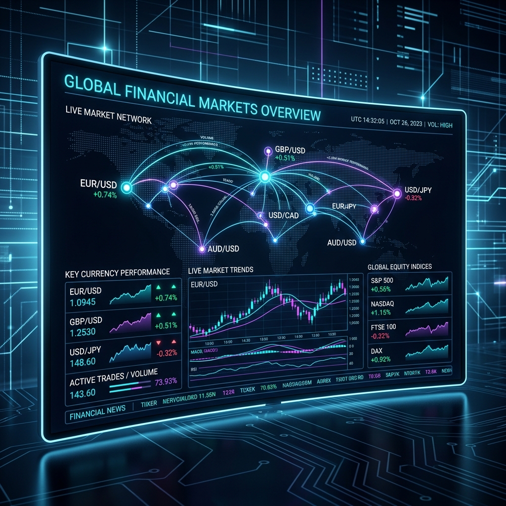 Futuristic Trading Dashboard Scene